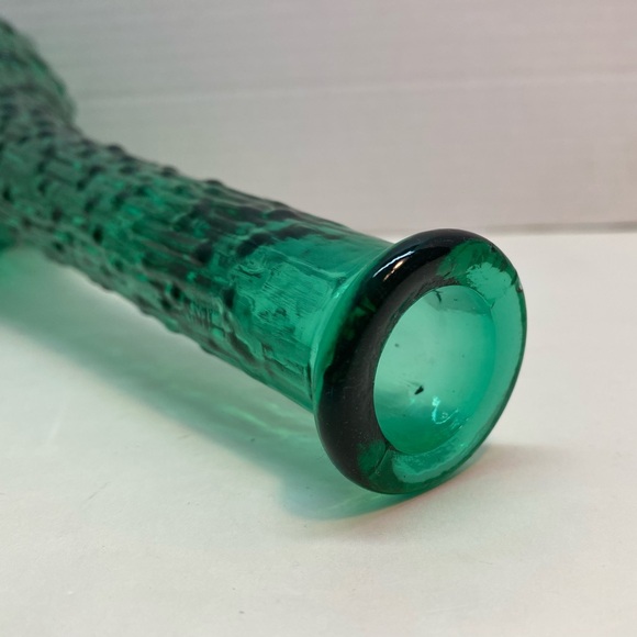 Empoli Italy Vintage Genie Glass Bottle Emerald Green Dripping Wax Pattern - Picture 5 of 5